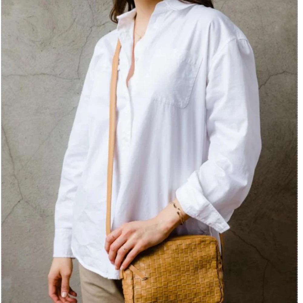 Able Valerie Tan Woven Leather Crossbody Bag